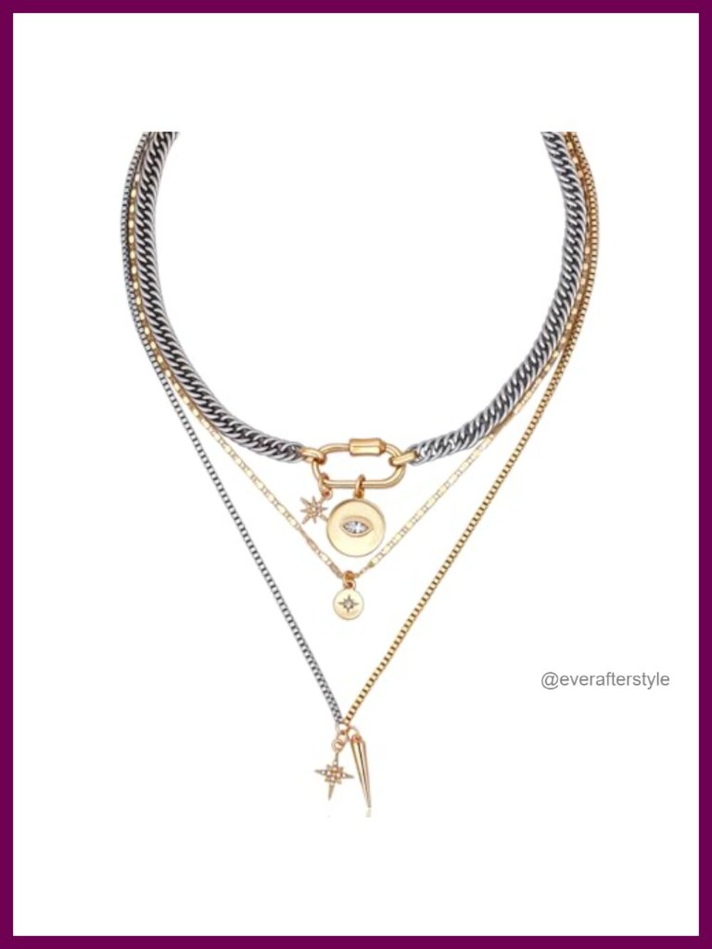 Layered Charm Choker Necklace Set 3-Piece Stainless Steel Alloy Adjustable